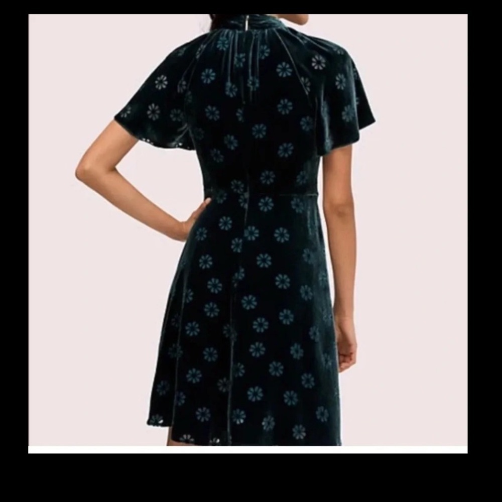 Kate Spade New York Spade Clover Velvet Dress size 10Floral dark green - Picture 3 of 3